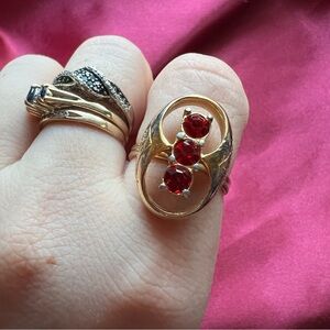 Sarah Cov. Gold Tone and Red Gemstone Ring
